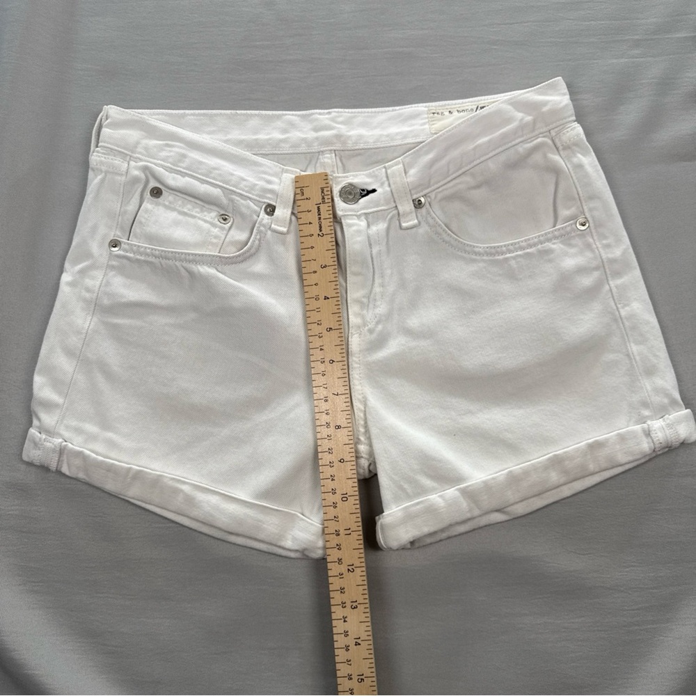 Rag & Bone Boyfriend Denim Shorts Women 28 Aged White Jean Cuffed Mid Rise EUC - Picture 6 of 10